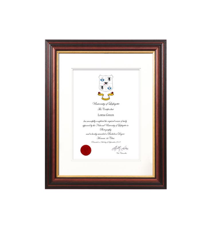 Wide Mahogany Certificate Frame with Mount - 1