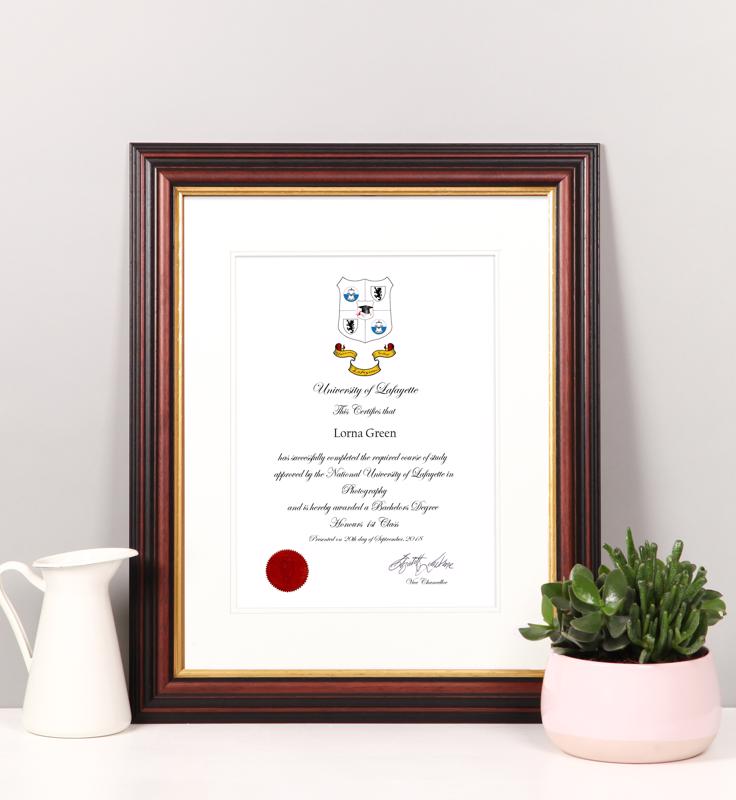 Wide Mahogany Certificate Frame with Mount - 2