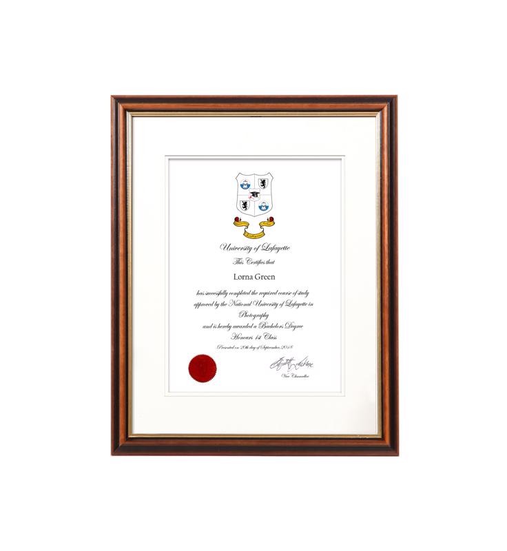 Mahogany Certificate Frame with Mount - 1